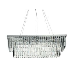 DAIQUIRI SOSPENSIONE 6 LUCI L80 CM CROMO CON PENDAGLI DECORATIVI IN CRISTALLO DESIGN MODERNO ONDALUCE CICIRIELLO - Cristalensi S 2