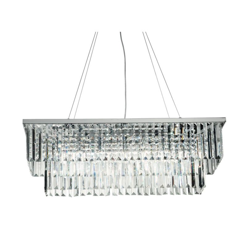 DAIQUIRI SOSPENSIONE 6 LUCI L80 CM CROMO CON PENDAGLI DECORATIVI IN CRISTALLO DESIGN MODERNO ONDALUCE CICIRIELLO - Cristalensi S