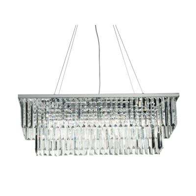 DAIQUIRI SOSPENSIONE 6 LUCI L80 CM CROMO CON PENDAGLI DECORATIVI IN CRISTALLO DESIGN MODERNO ONDALUCE CICIRIELLO - Cristalensi S