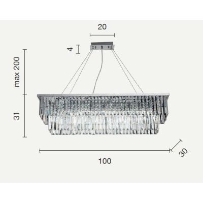 DAIQUIRI SOSPENSIONE 8 LUCI L100 CM CROMO CON PENDAGLI DECORATIVI IN CRISTALLO DESIGN MODERNO ONDALUCE CICIRIELLO - Cristalensi