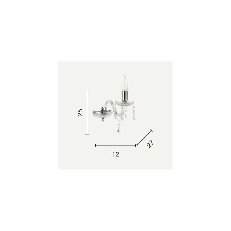 DALLAS 1 LUCE APPLIQUE ORO O CROMO CON PENDAGLIERIA IN CRISTALLO ONDALUCE CICIRIELLO - Cristalensi Shop Online