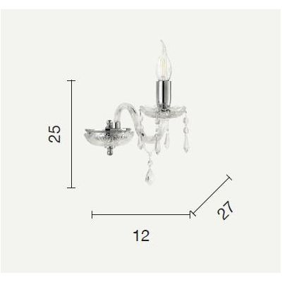 DALLAS 1 LUCE APPLIQUE ORO O CROMO CON PENDAGLIERIA IN CRISTALLO ONDALUCE CICIRIELLO - Cristalensi Shop Online
