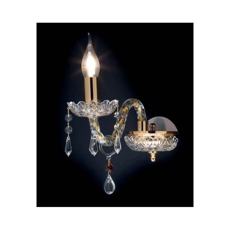 DALLAS 1 LUCE APPLIQUE ORO O CROMO CON PENDAGLIERIA IN CRISTALLO ONDALUCE CICIRIELLO - Cristalensi Shop Online