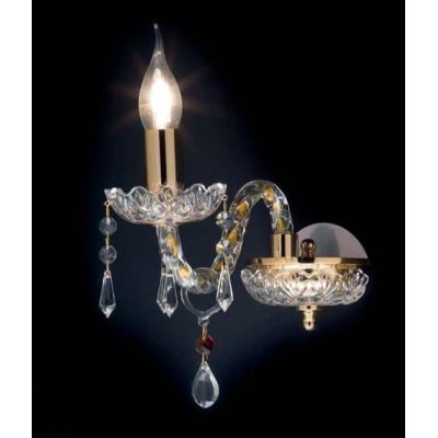 DALLAS 1 LUCE APPLIQUE ORO O CROMO CON PENDAGLIERIA IN CRISTALLO ONDALUCE CICIRIELLO - Cristalensi Shop Online