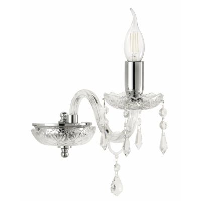 DALLAS 1 LUCE APPLIQUE ORO O CROMO CON PENDAGLIERIA IN CRISTALLO ONDALUCE CICIRIELLO - Cristalensi Shop Online