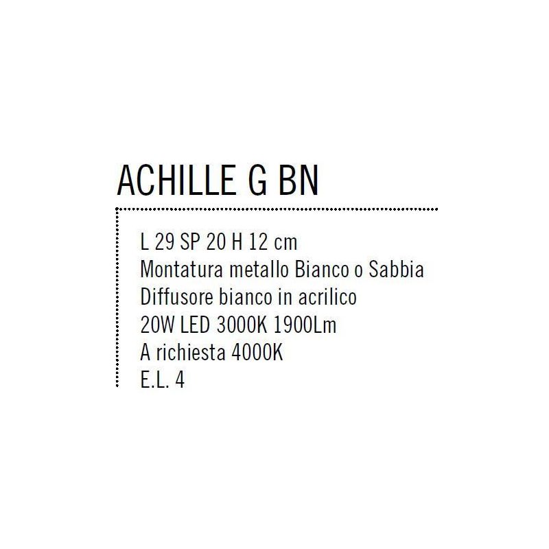 ACHILLE GRANDE APPLIQUE LED 20W BIANCO O SABBIA LUCE 3000K O 4000K DI ILLUMINANDO LED SOSTITUIBILE Illuminando - Cristalensi Sho