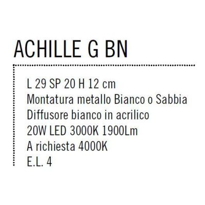 ACHILLE GRANDE APPLIQUE LED 20W BIANCO O SABBIA LUCE 3000K O 4000K DI ILLUMINANDO LED SOSTITUIBILE Illuminando - Cristalensi Sho