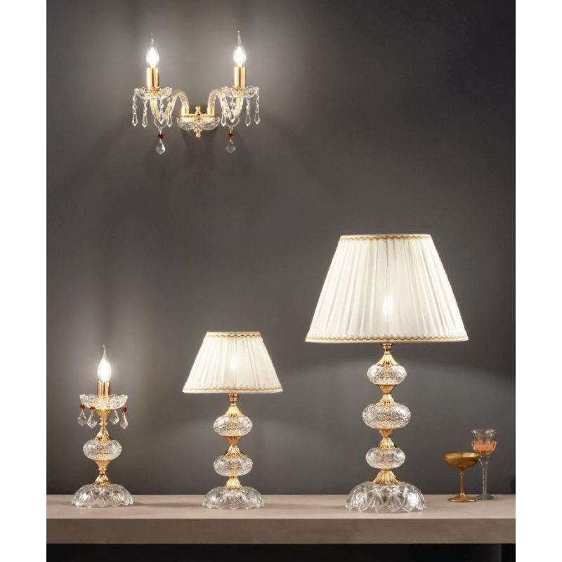 DALLAS 2 LUCI APPLIQUE ORO O CROMO CON PENDAGLIERIA IN CRISTALLO ONDALUCE CICIRIELLO - Cristalensi Shop Online