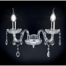 DALLAS 2 LUCI APPLIQUE ORO O CROMO CON PENDAGLIERIA IN CRISTALLO ONDALUCE CICIRIELLO - Cristalensi Shop Online 2
