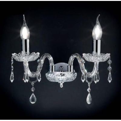 DALLAS 2 LUCI APPLIQUE ORO O CROMO CON PENDAGLIERIA IN CRISTALLO ONDALUCE CICIRIELLO - Cristalensi Shop Online