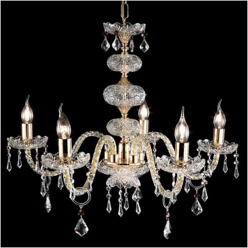 DALLAS 5 LUCI LAMPADARIO ORO O CROMO CON PENDAGLIERIA IN CRISTALLO ONDALUCE CICIRIELLO - Cristalensi Shop Online