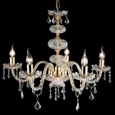 DALLAS 5 LUCI LAMPADARIO ORO O CROMO CON PENDAGLIERIA IN CRISTALLO ONDALUCE CICIRIELLO - Cristalensi Shop Online