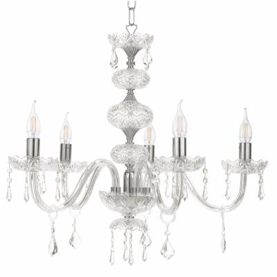 DALLAS 5 LUCI LAMPADARIO ORO O CROMO CON PENDAGLIERIA IN CRISTALLO ONDALUCE CICIRIELLO - Cristalensi Shop Online
