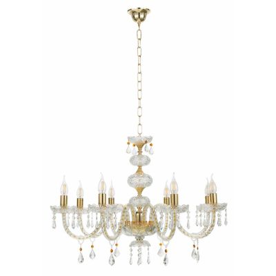 DALLAS 8 LUCI LAMPADARIO ORO O CROMO CON PENDAGLIERIA IN CRISTALLO ONDALUCE CICIRIELLO - Cristalensi Shop Online
