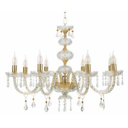 DALLAS 8 LUCI LAMPADARIO ORO O CROMO CON PENDAGLIERIA IN CRISTALLO ONDALUCE CICIRIELLO - Cristalensi Shop Online 2