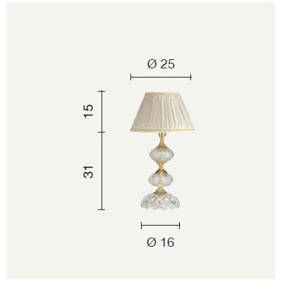 DALLAS LAMPADA PICCOLA ORO O CROMO CON PENDAGLIERIA IN CRISTALLO E PARALUME IN TESSUTO ONDALUCE CICIRIELLO - Cristalensi Shop On