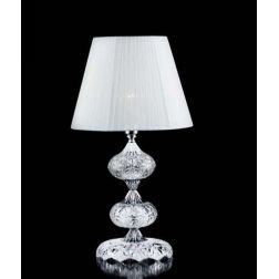 DALLAS LAMPADA PICCOLA ORO O CROMO CON PENDAGLIERIA IN CRISTALLO E PARALUME IN TESSUTO ONDALUCE CICIRIELLO - Cristalensi Shop On 2