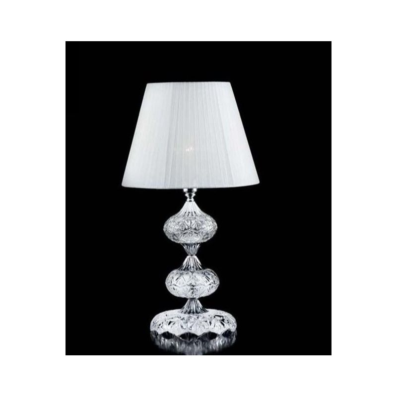 DALLAS LAMPADA PICCOLA ORO O CROMO CON PENDAGLIERIA IN CRISTALLO E PARALUME IN TESSUTO ONDALUCE CICIRIELLO - Cristalensi Shop On
