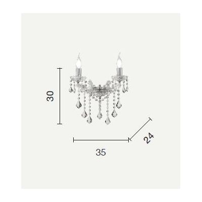 DAMASCO APPLIQUE CLASSICA 2 LUCI BRACCI IN VETRO TRASPARENTE CON DECORI IN CRISTALLO OTTICO ONDALUCE CICIRIELLO - Cristalensi Sh