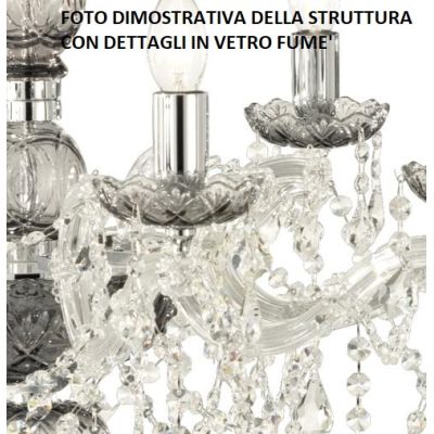 DAMASCO APPLIQUE CLASSICA 2 LUCI BRACCI IN VETRO TRASPARENTE CON DECORI IN CRISTALLO OTTICO ONDALUCE CICIRIELLO - Cristalensi Sh