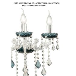 DAMASCO APPLIQUE CLASSICA 2 LUCI BRACCI IN VETRO TRASPARENTE CON DECORI IN CRISTALLO OTTICO ONDALUCE CICIRIELLO - Cristalensi Sh 2