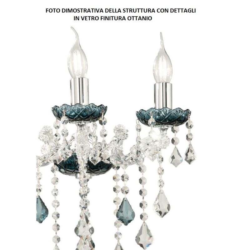 DAMASCO APPLIQUE CLASSICA 2 LUCI BRACCI IN VETRO TRASPARENTE CON DECORI IN CRISTALLO OTTICO ONDALUCE CICIRIELLO - Cristalensi Sh