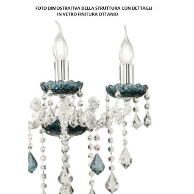 DAMASCO APPLIQUE CLASSICA 2 LUCI BRACCI IN VETRO TRASPARENTE CON DECORI IN CRISTALLO OTTICO ONDALUCE CICIRIELLO - Cristalensi Sh