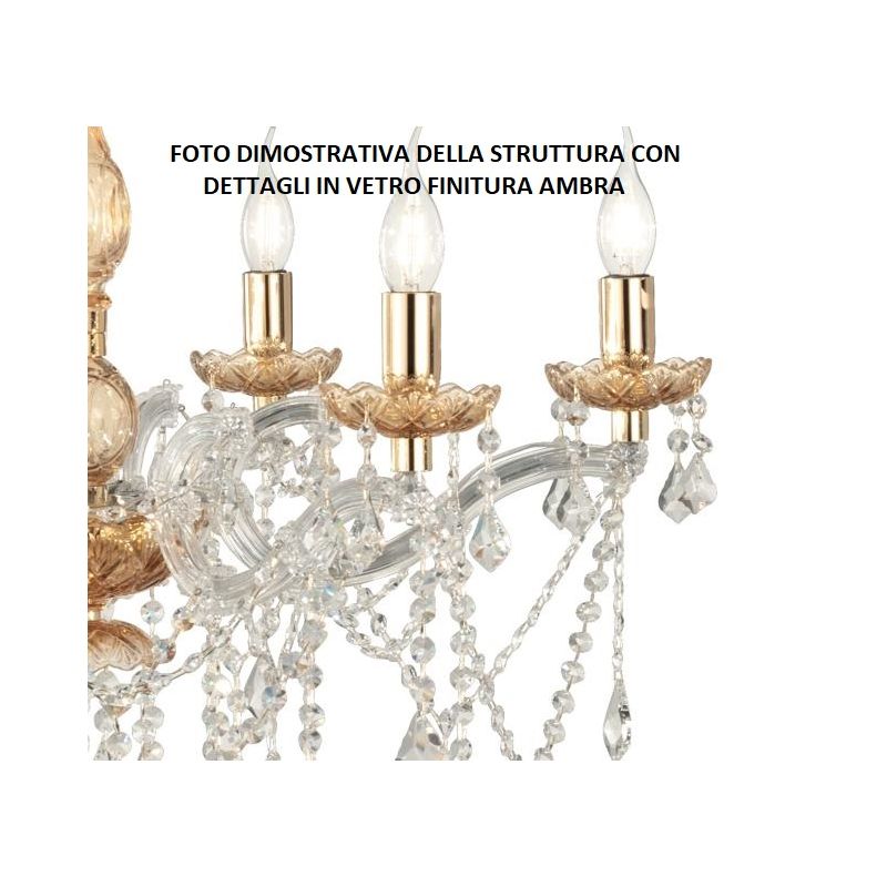 DAMASCO APPLIQUE CLASSICA 2 LUCI BRACCI IN VETRO TRASPARENTE CON DECORI IN CRISTALLO OTTICO ONDALUCE CICIRIELLO - Cristalensi Sh