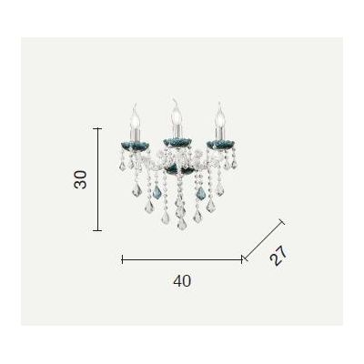 DAMASCO APPLIQUE CLASSICA 3 LUCI BRACCI IN VETRO CON DECORI IN CRISTALLO 4 COLORI DISPONIBILI ONDALUCE CICIRIELLO - Cristalensi