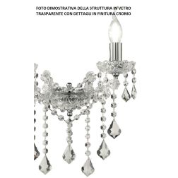 DAMASCO APPLIQUE CLASSICA 3 LUCI BRACCI IN VETRO CON DECORI IN CRISTALLO 4 COLORI DISPONIBILI ONDALUCE CICIRIELLO - Cristalensi 2