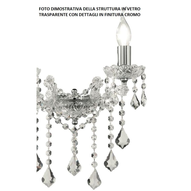 DAMASCO APPLIQUE CLASSICA 3 LUCI BRACCI IN VETRO CON DECORI IN CRISTALLO 4 COLORI DISPONIBILI ONDALUCE CICIRIELLO - Cristalensi