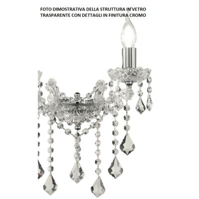 DAMASCO APPLIQUE CLASSICA 3 LUCI BRACCI IN VETRO CON DECORI IN CRISTALLO 4 COLORI DISPONIBILI ONDALUCE CICIRIELLO - Cristalensi