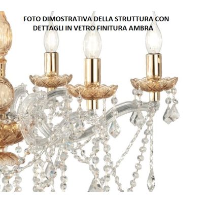 DAMASCO APPLIQUE CLASSICA 3 LUCI BRACCI IN VETRO CON DECORI IN CRISTALLO 4 COLORI DISPONIBILI ONDALUCE CICIRIELLO - Cristalensi