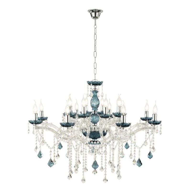 DAMASCO LAMPADARIO CLASSICO 16 LUCI BRACCI IN VETRO CON DECORI IN CRISTALLO 4 COLORI DISPONIBILI ONDALUCE CICIRIELLO - Cristalen