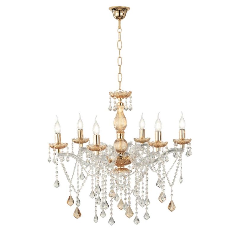 DAMASCO LAMPADARIO CLASSICO 6 LUCI BRACCI IN VETRO CON DECORI IN CRISTALLO 4 COLORI DISPONIBILI ONDALUCE CICIRIELLO - Cristalens