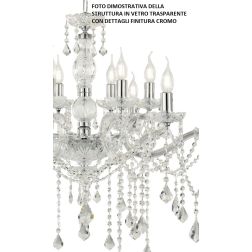 DAMASCO LAMPADARIO CLASSICO 6 LUCI BRACCI IN VETRO CON DECORI IN CRISTALLO 4 COLORI DISPONIBILI ONDALUCE CICIRIELLO - Cristalens 2