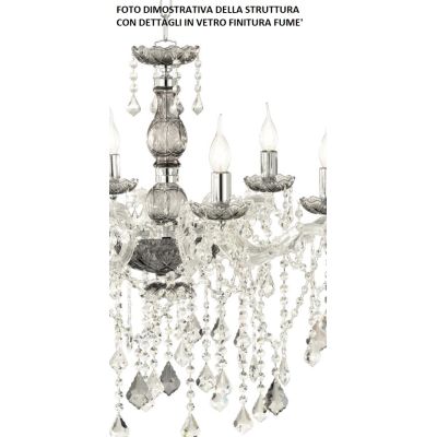 DAMASCO LAMPADARIO CLASSICO 6 LUCI BRACCI IN VETRO CON DECORI IN CRISTALLO 4 COLORI DISPONIBILI ONDALUCE CICIRIELLO - Cristalens