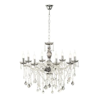 DAMASCO LAMPADARIO CLASSICO 8 LUCI BRACCI IN VETRO CON DECORI IN CRISTALLO 4 COLORI DISPONIBILI ONDALUCE CICIRIELLO - Cristalens