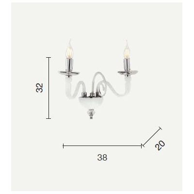 DEBUSSY APPLIQUE CLASSICA CON 2 LUCI IN VETRO E CRISTALLO 5 COLORI DI ONDALUCE ONDALUCE CICIRIELLO - Cristalensi Shop Online