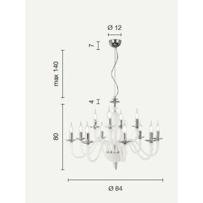 DEBUSSY 12 LUCI LAMPADARIO CLASSICO IN VETRO SOFFIATO 5 COLORI E CRISTALLO DI ONDALUCE ONDALUCE CICIRIELLO - Cristalensi Shop On