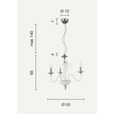 DEBUSSY LAMPADARIO CLASSICO A 3 LUCI IN VETRO SOFFIATO E CRISTALLO 5 COLORI ONDALUCE CICIRIELLO - Cristalensi Shop Online