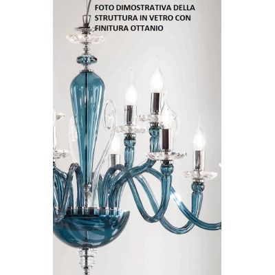 DEBUSSY LAMPADARIO CLASSICO A 3 LUCI IN VETRO SOFFIATO E CRISTALLO 5 COLORI ONDALUCE CICIRIELLO - Cristalensi Shop Online