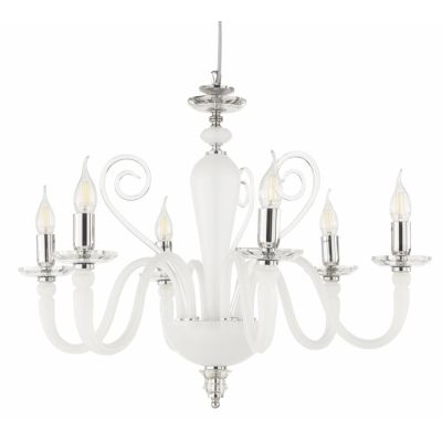 DEBUSSY LAMPADARIO CLASSICO A 6 LUCI IN VETRO SOFFIATO E CRISTALLO IN 5 COLORI ONDALUCE CICIRIELLO - Cristalensi Shop Online
