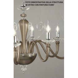 DEBUSSY LAMPADARIO CLASSICO A 6 LUCI IN VETRO SOFFIATO E CRISTALLO IN 5 COLORI ONDALUCE CICIRIELLO - Cristalensi Shop Online 2