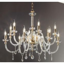 DIDO LAMPADARIO CLASSICO A 12 LUCI IN VETRO E CRISTALLO DISPONIBILE IN 5 FINITURE COLORE ONDALUCE CICIRIELLO - Cristalensi Shop