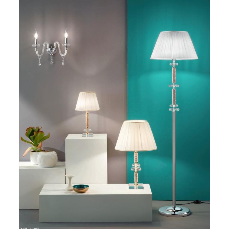 DIDO LAMPADA A PARETE CLASSICA CON 2 LUCI IN VETRO E CRISTALLO 5 FINITURE COLORE DI ONDALUCE ONDALUCE CICIRIELLO - Cristalensi S