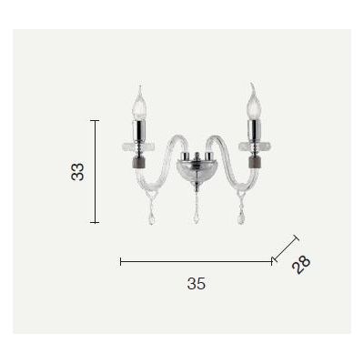 DIDO LAMPADA A PARETE CLASSICA CON 2 LUCI IN VETRO E CRISTALLO 5 FINITURE COLORE DI ONDALUCE ONDALUCE CICIRIELLO - Cristalensi S