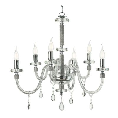 DIDO LAMPADARIO CLASSICO A 6 LUCI IN VETRO E CRISTALLO 5 FINITURE COLORE DI ONDALUCE ONDALUCE CICIRIELLO - Cristalensi Shop Onli