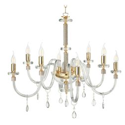 DIDO LAMPADARIO CLASSICO A 8 LUCI IN VETRO E CRISTALLO 5 FINITURE COLORE ONDALUCE CICIRIELLO - Cristalensi Shop Online 2