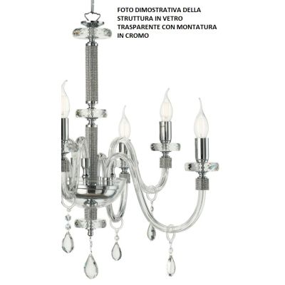 DIDO LAMPADARIO CLASSICO A 8 LUCI IN VETRO E CRISTALLO 5 FINITURE COLORE ONDALUCE CICIRIELLO - Cristalensi Shop Online